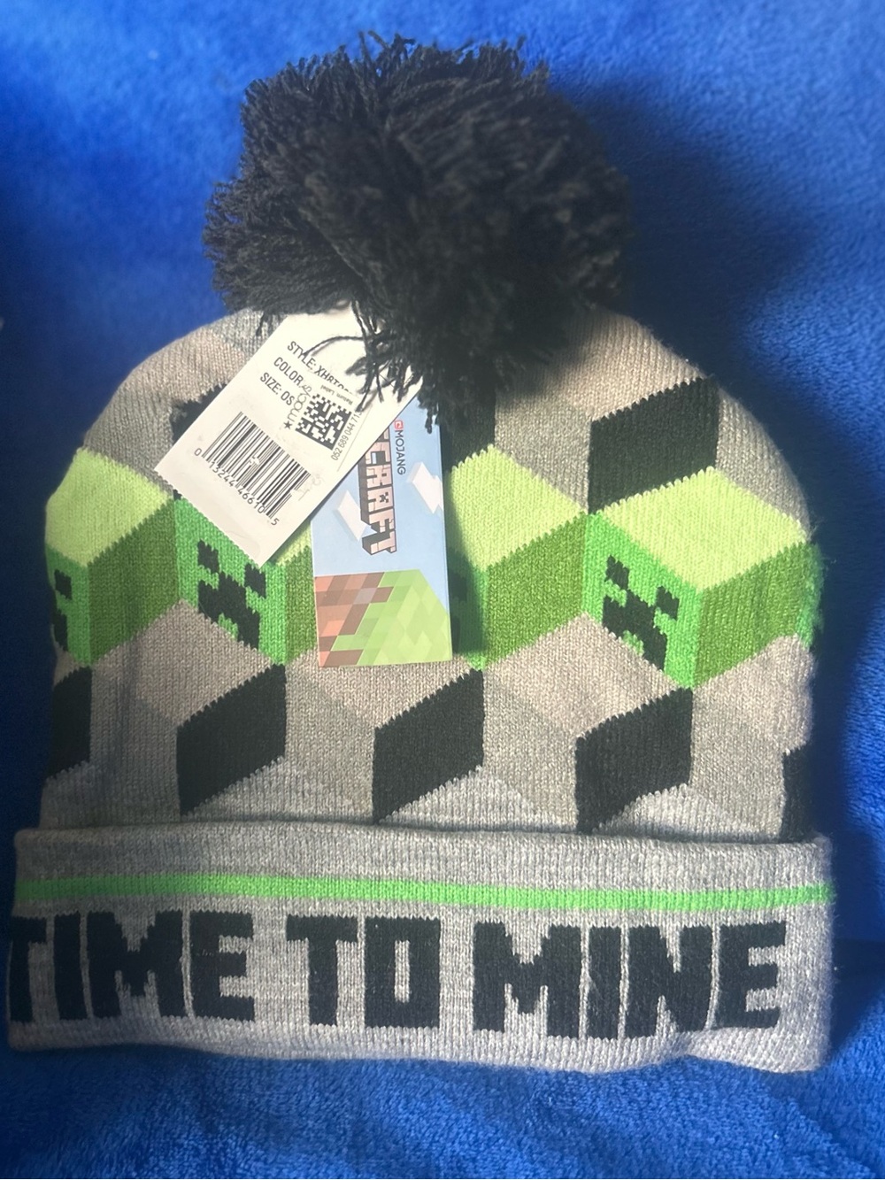 Kids “Time To Mine” Minecraft Pom Beanie!